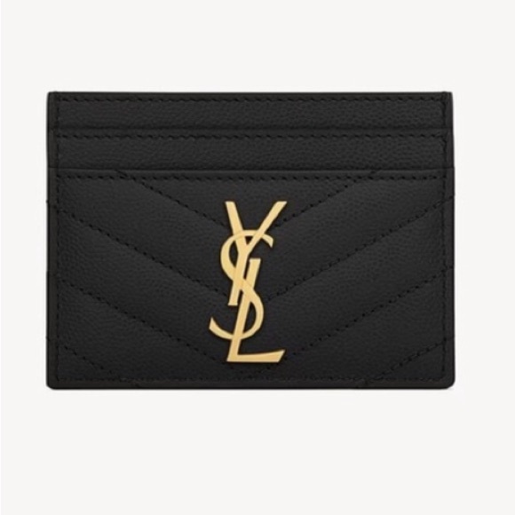 Yves Saint Laurent Accessories - 🖤 NEW! YSL CASSANDRE MATELASSÉ CARD CASE GRAIN DE POUDRE LEATHER 
BLACK / GOLD
